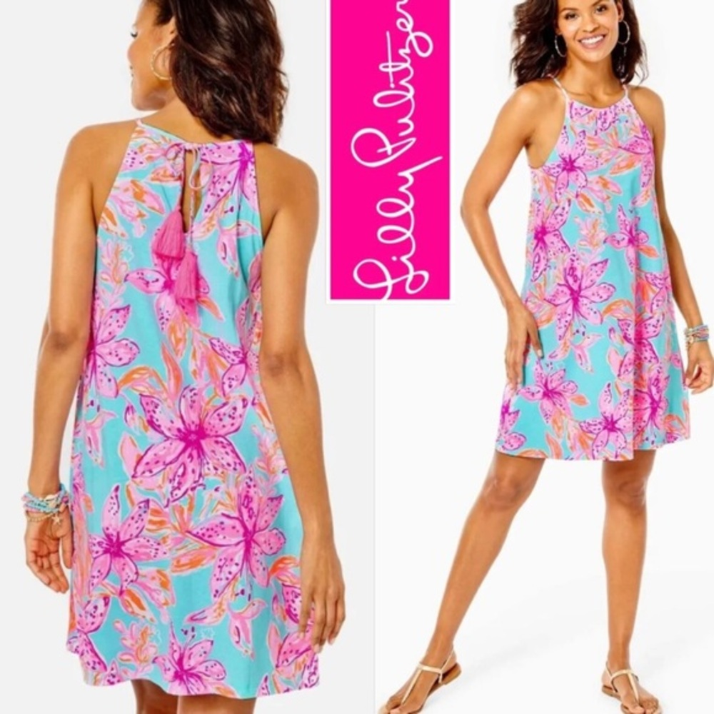 Lilly Pulitzer Margot Dress SZ Small Surf Blue Bonita Blooms